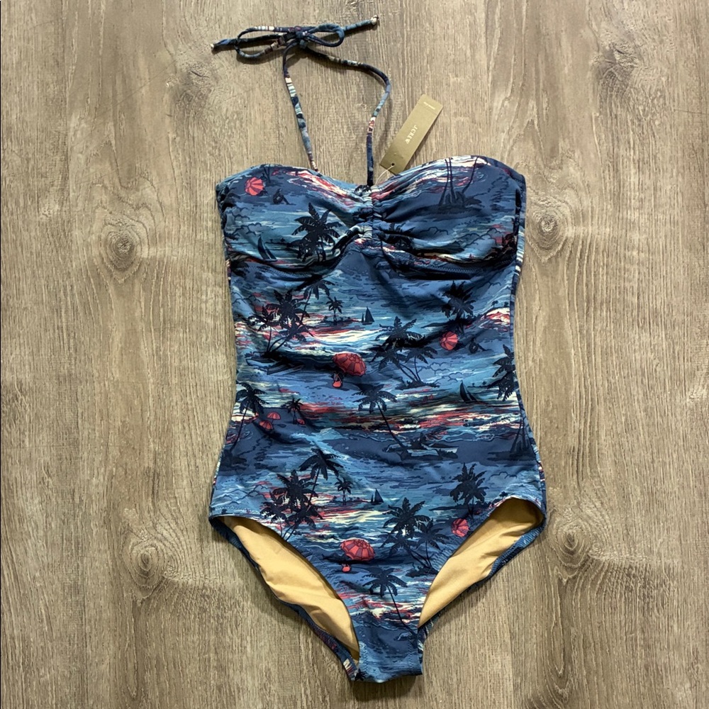 J. Crew Tropical Print Halter One Piece Suit